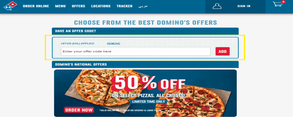 Dominos how to get discount